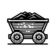 Simple Vector Icon of a Mining Carts – Logo Design Illustration