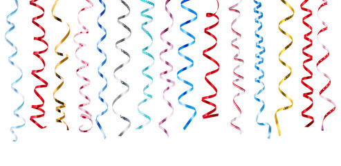 Colorful carnival party serpentine isolated on transparent background. Vibrant serpentine streamers are perfect for festive and celebratory themes. Serpentine decoration for party design.