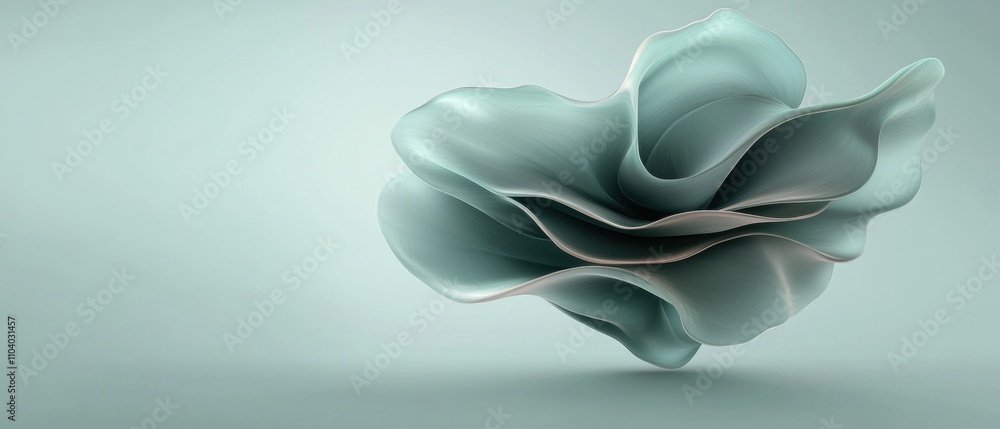 Poster digital art piece that appears to be a 3d rendering of a flower. the flower is in the center of the 