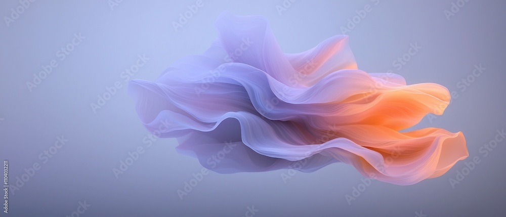 Poster abstract digital art piece that appears to be floating in the air. the background is a gradient of l