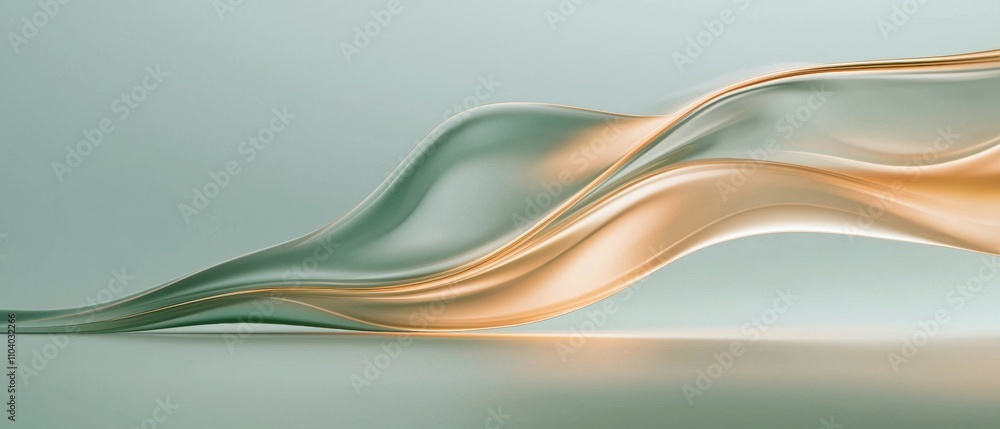 Poster abstract digital art piece that appears to be a wave-like design. The background is a light blue color with a gradient effect, creating a soft and dreamy atmosphere.