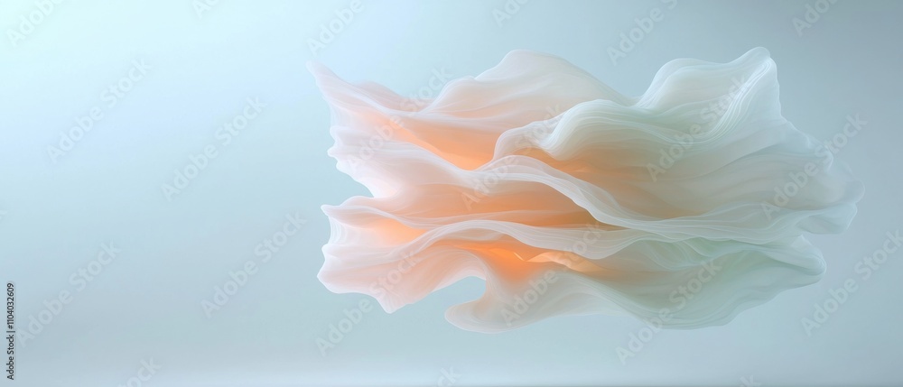 Poster abstract digital art piece that appears to be made up of multiple layers of white and peach-colored 