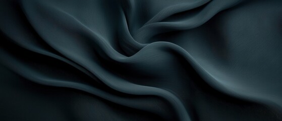 Obraz premium close-up of a dark blue fabric with a smooth and elegant texture. The fabric appears to be made of a silky or satin-like material, with a subtle sheen that catches the light.