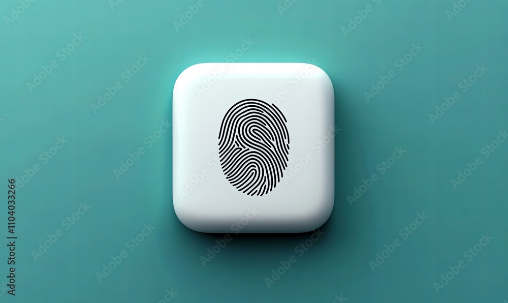 Poster white square button with a black fingerprint graphic.