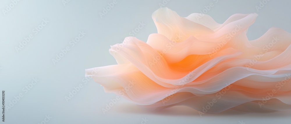 Poster abstract digital art piece that appears to be made up of multiple layers of wavy lines in a gradient