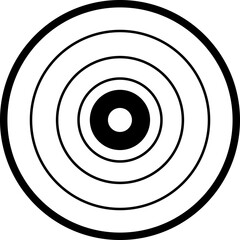 Concentric black and white circles resembling a target or planetary orbits.
