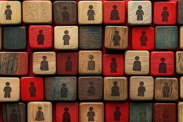 Varied Colors Wooden Cubes Teamwork & Corporate Workforce Connection