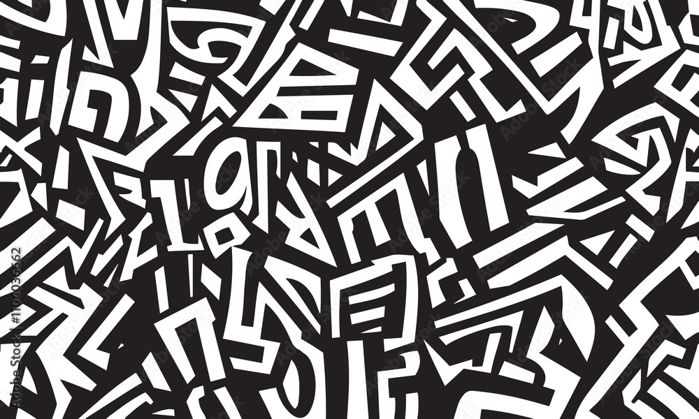 Poster abstract black and white geometric isolated vector pattern background with bold shapes
