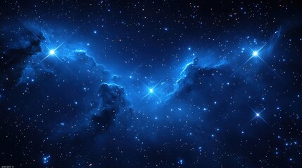 A mesmerizing depiction of a starry night sky filled with bright stars and cosmic clouds.