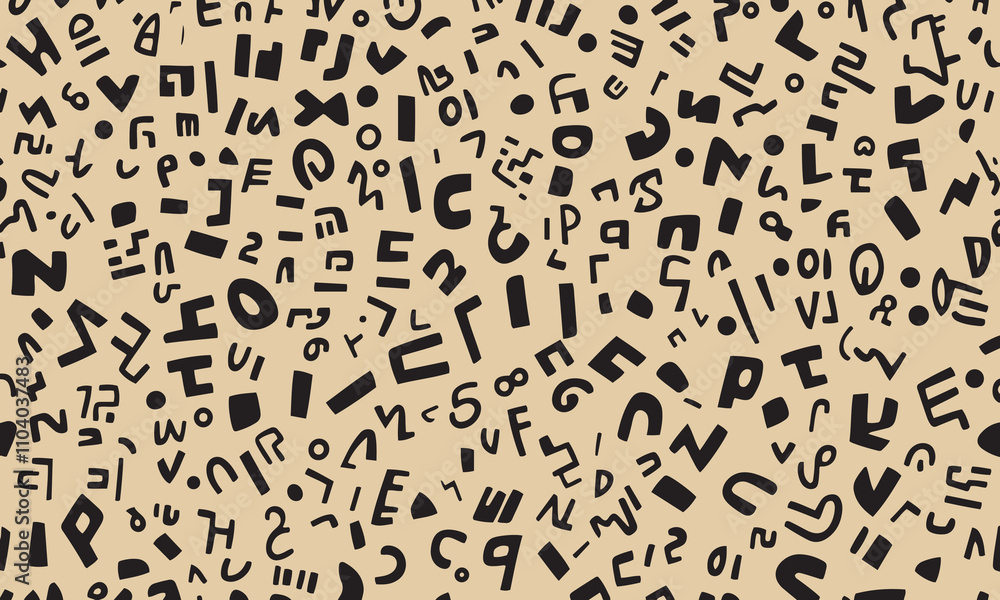 Poster unique retro alphabet themed seamless pattern for trendy prints and digital backgrounds