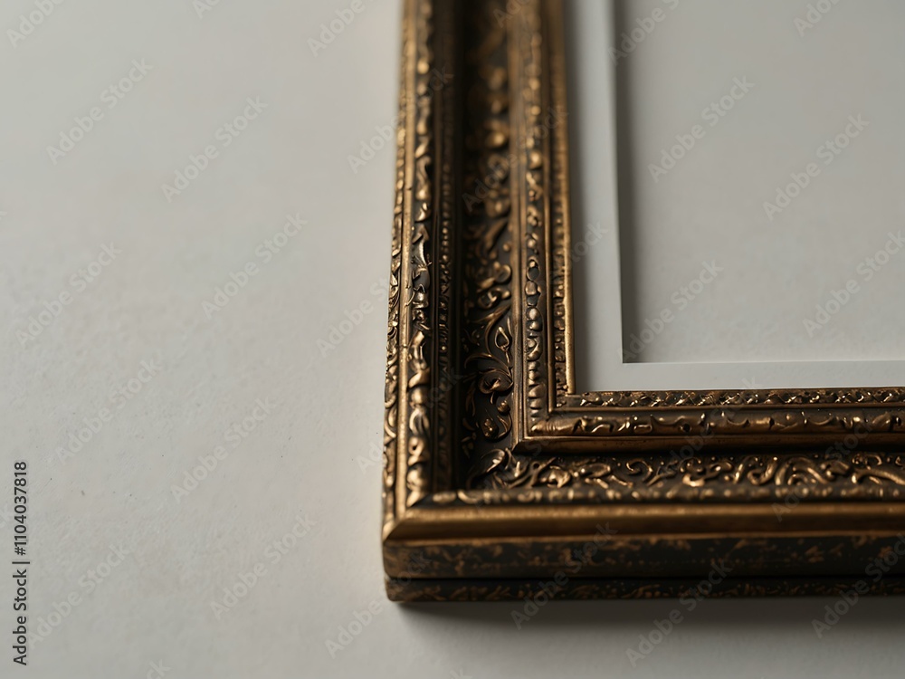 Poster a picture frame on a white background, captured from the side with sharp details.
