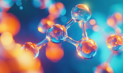 Glowing Molecular Structure on a Vibrant Background