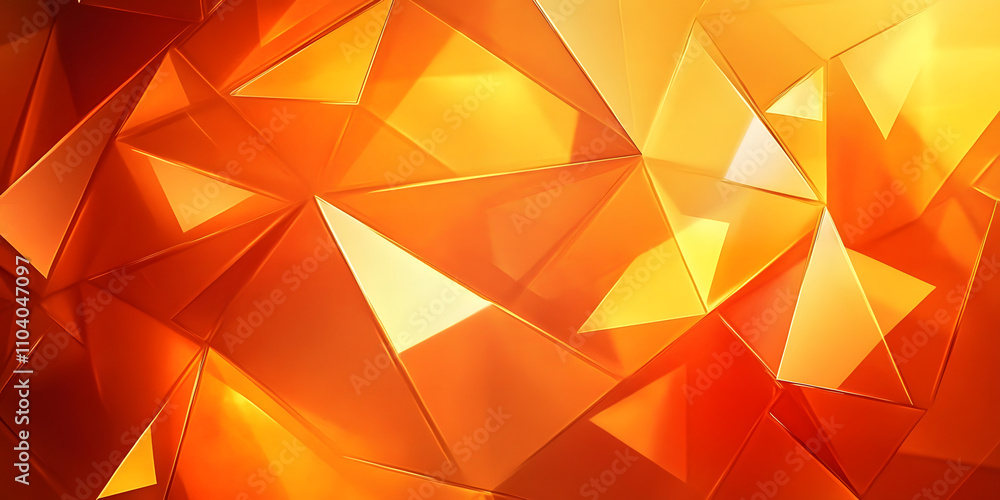 Poster Abstract orange background with layers of transparent triangle shapes in random pattern, cool modern background design for website or graphic art projects