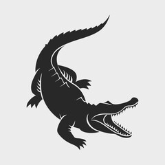 alligator silhouette vector art and illustration