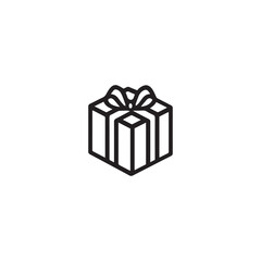 Gift box icon. Black Gift box icon on white background.