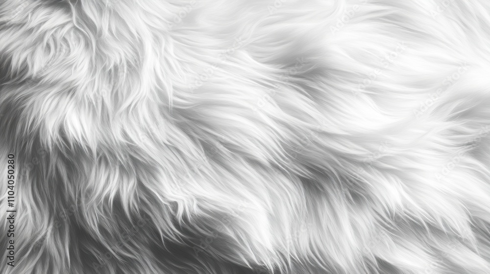 Poster soft white fur texture with gentle waves and flowing patterns