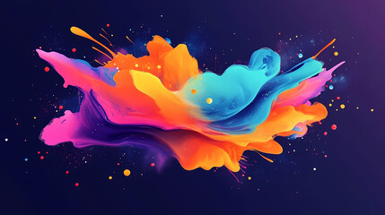 Vibrant abstract design with colorful splashes and cosmic elements. Cosmic. Illustration