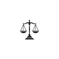 Scale of justice flat icon. Black  scale of justice icon on white background. vector illustration