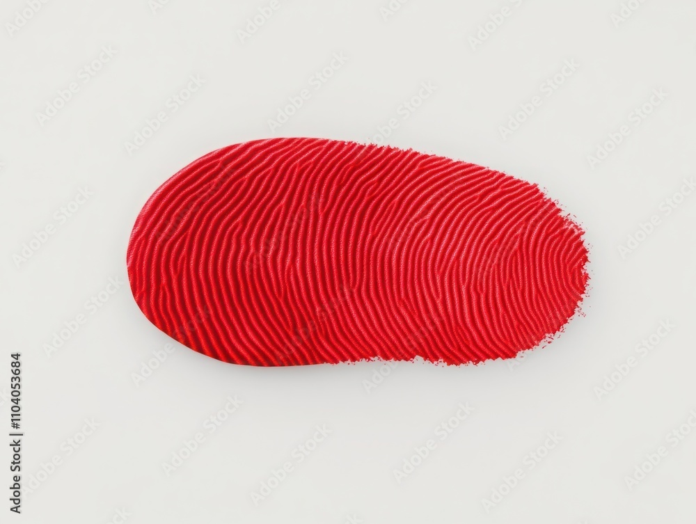 Poster abstract close-up of a red fingerprint imprint on a light surface, highlighting unique patterns and 
