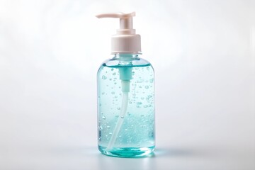 A small bottle of hand sanitizer on a white background