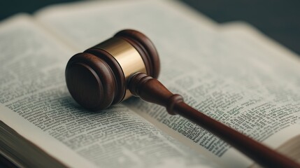 Gavel on Open Law Book Justice Law Legal Concept