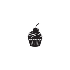 Cupcake icon . Black Cupcake icon on white background. vector illustration