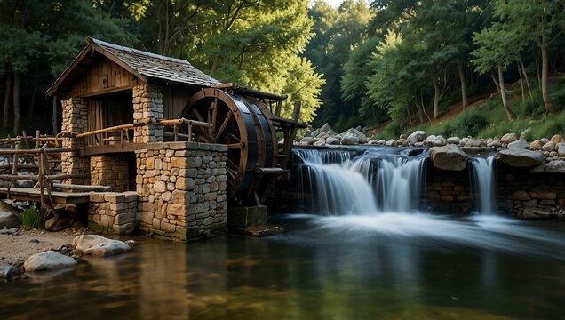 A waterwheel turning with rich waters.