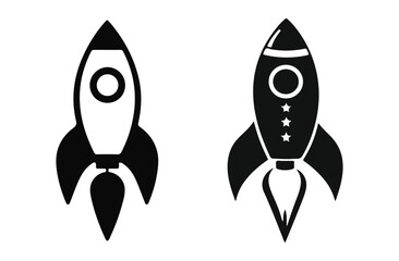 Rocket icon set . Black Rocket icon on white background. vector illustration