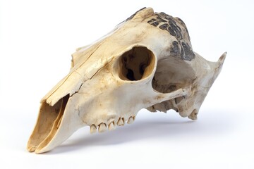 Naklejka premium A close-up shot of a skull on a white surface