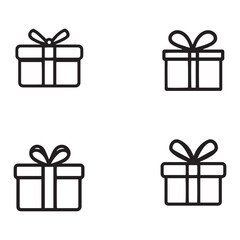 Gift box icon set . Black Gift box icon on white background.