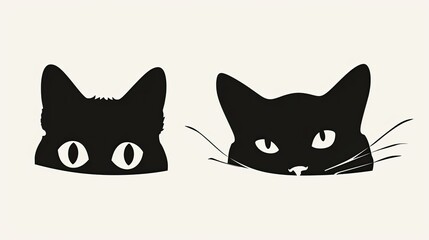 Fototapeta premium 2 cute cartoon cat stickers