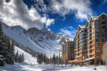 Fototapeta premium American Basin: Majestic Mountain Landscape with Snowy Peaks and Blue Sky