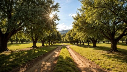 Fototapeta premium Beautiful landscape view of green summer forest with spruce and pine trees mountain, lake, river. Adventure travel nature background. Ecosystem ecology healthy environment.