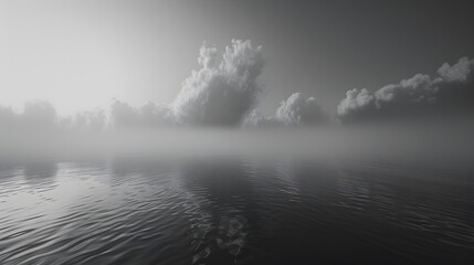 Fototapeta premium Monochromatic Cloudscape Over Calm Water