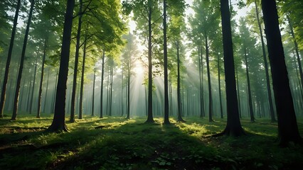 Naklejka premium morning in the forest