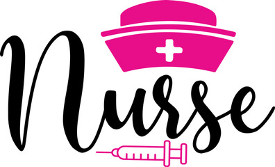 Nurse typography clip art design on plain white transparent isolated background for card, shirt, hoodie, sweatshirt, apparel, tag, mug, icon, poster or badge