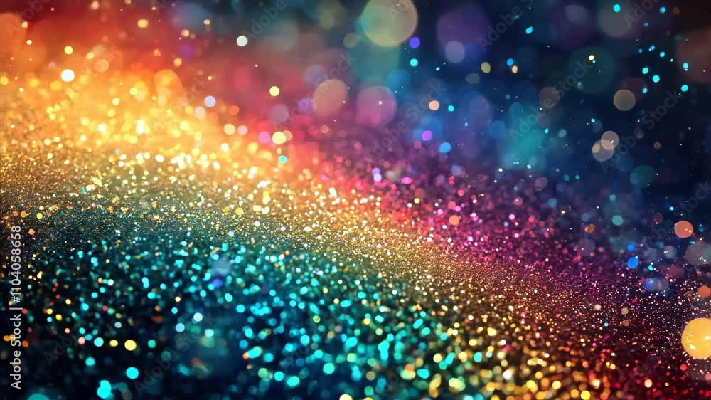 Poster effect background 4k, vibrant glitter sparkles create colorful gradient with bokeh effects and shimm