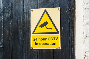 24 hour CCTV in operation sign, security element