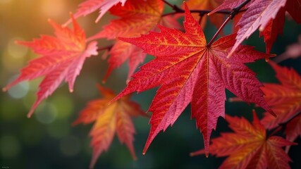 Vibrant Red Maple Leaves Fall Foliage Autumnal Beauty