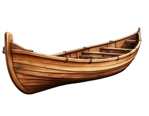Wooden rowing boat isolated on white background, cutout 