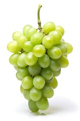 A single green grape on a white background.