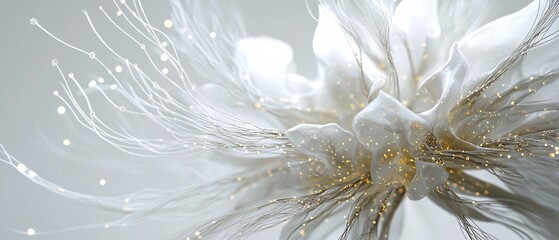 Delicate Abstract Floral Design with Ethereal Tendrils and Shimmering Particles on a Soft Background for Modern Creative Projects