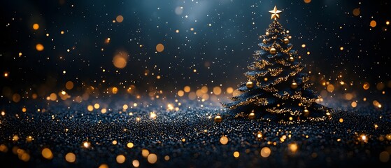 Obraz premium Sophisticated Christmas tree cutout decorated with golden ornaments and festive elements, creating an elegant holiday theme. Perfect for Merry Christmas and Happy New Year celebrations