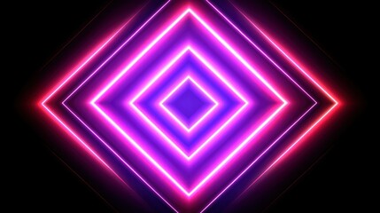 Naklejka premium Abstract glowing neon pink and purple rhombus pattern on black background.