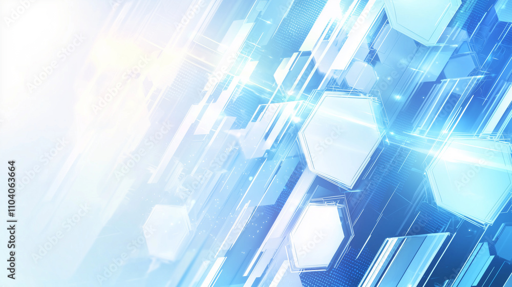Aufkleber blue abstract background with glass hexagons in motion blur, with copy space. flat design, transpare