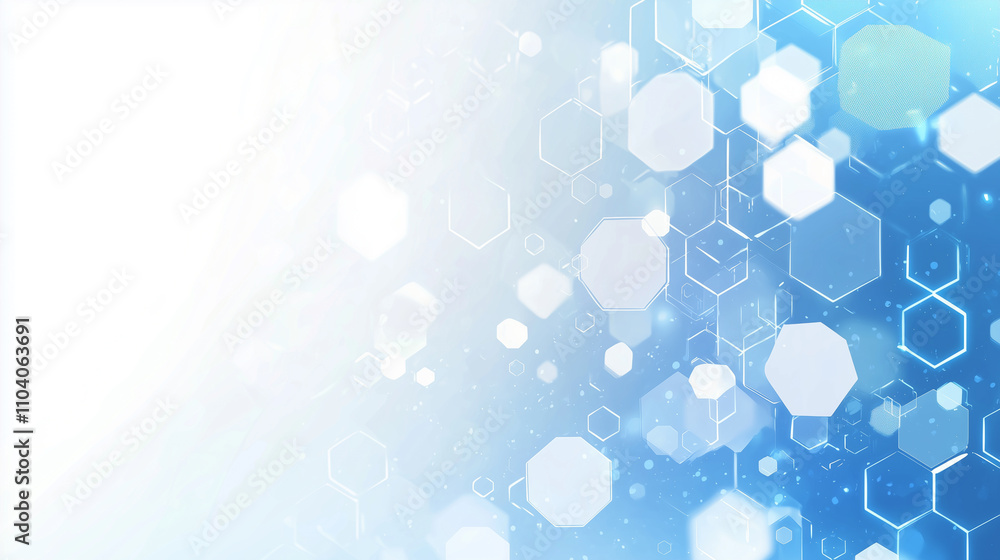 Aufkleber blue abstract background with glass hexagons in motion blur, with copy space. flat design, transpare