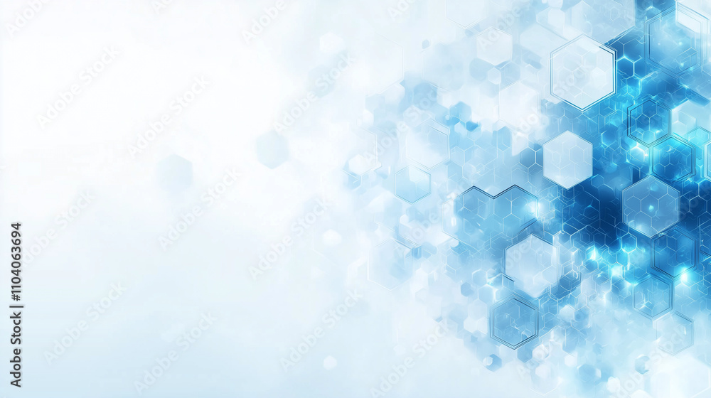 Aufkleber blue abstract background with glass hexagons in motion blur, with copy space. flat design, transpare