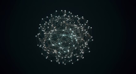 Abstract Sphere of Connected Nodes, Dark Background