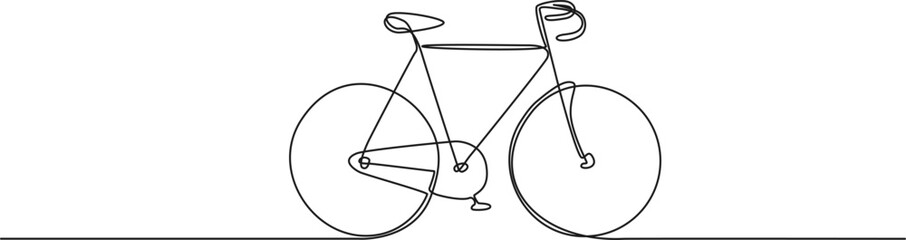 continuous single line drawing of racing bicycle, line art vector illustration