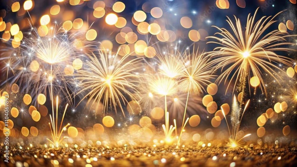 Poster captivating display of colorful fireworks with bokeh effect lighting up the night sky in a joyful ce